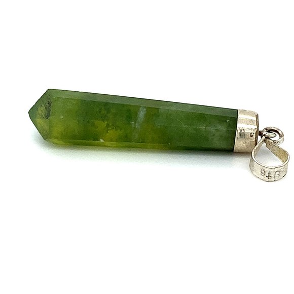 Nephrite Jade 28.30ct Solid 925 Silver Pendant - Picture 5 of 6